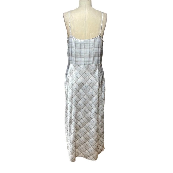 Vince Hazy Plaid Cowl Neck Slip Dress in Powder Blue Gray Size 8 - Picture 8 of 13